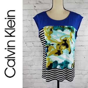 Calvin Klein Mixed Print Top SZ L